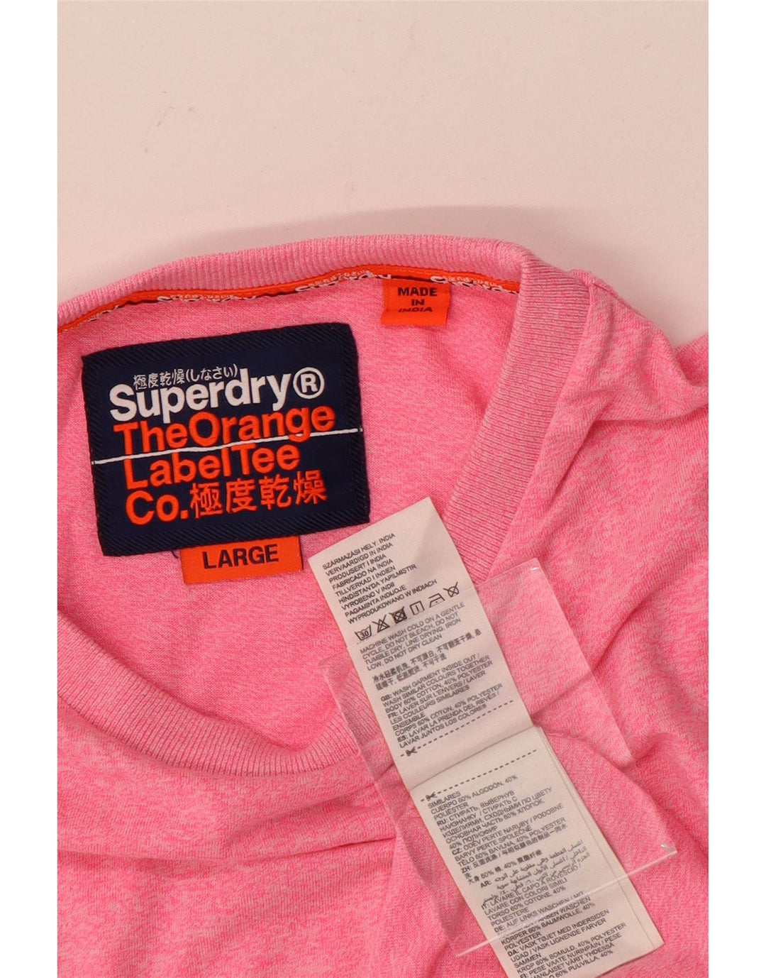 T-shirt da uomo Superdry Top Large in cotone rosa