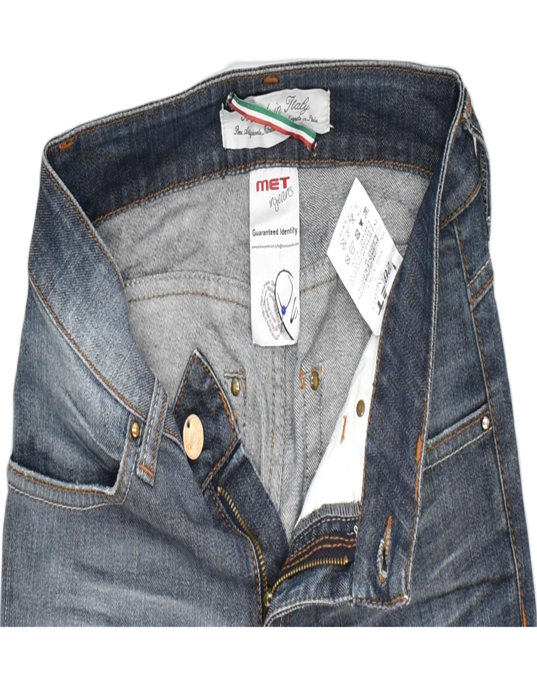 MET Womens Slim Jeans W26 L29 Blue Cotton Vintage MET and Second-Hand MET from Messina Hembry 