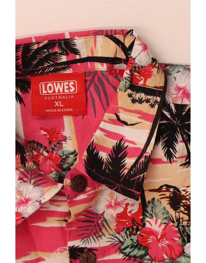 Camicia hawaiana a maniche corte da uomo Lowes XL poliestere floreale rosa