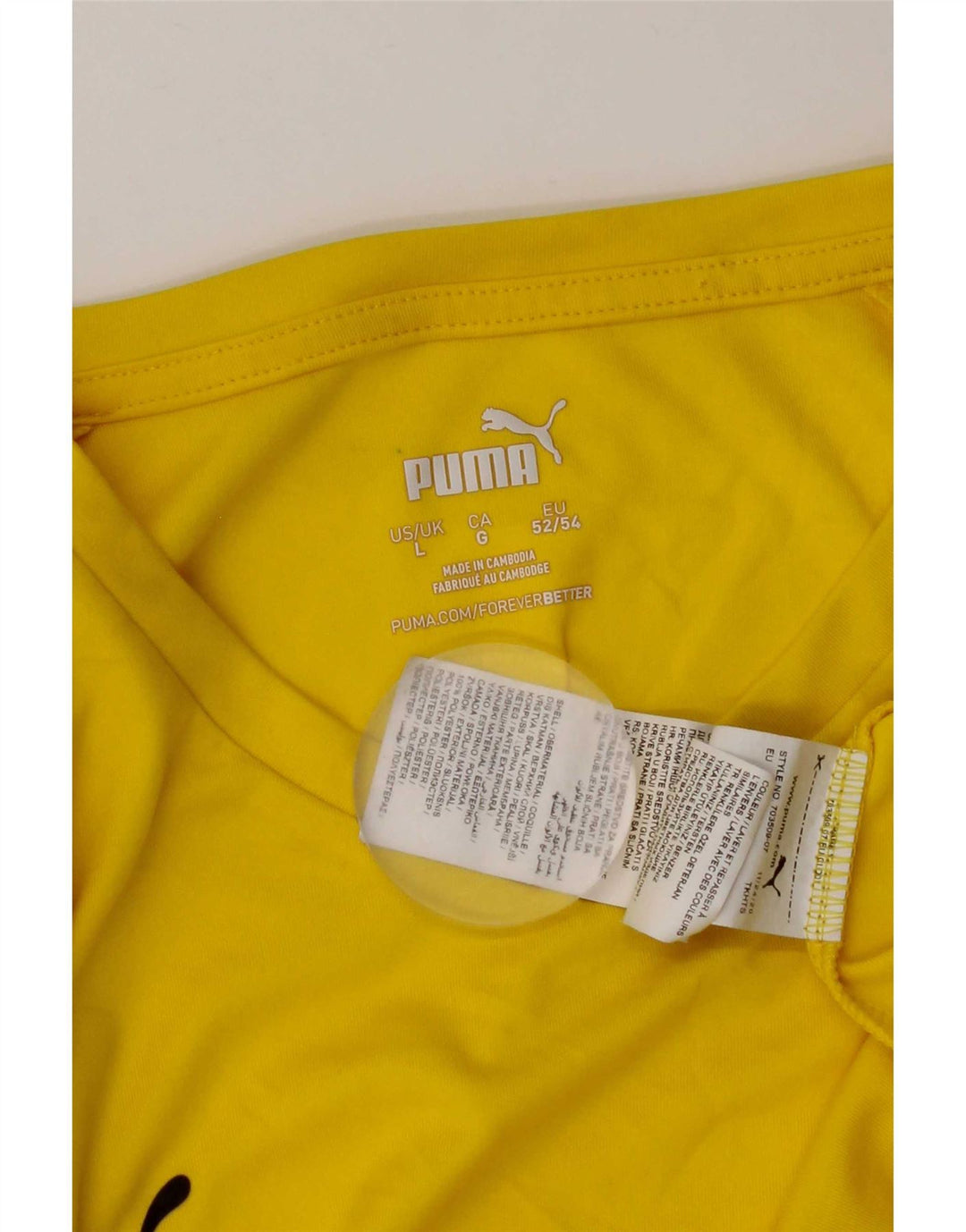 T-shirt da uomo Puma Top Large in poliestere giallo
