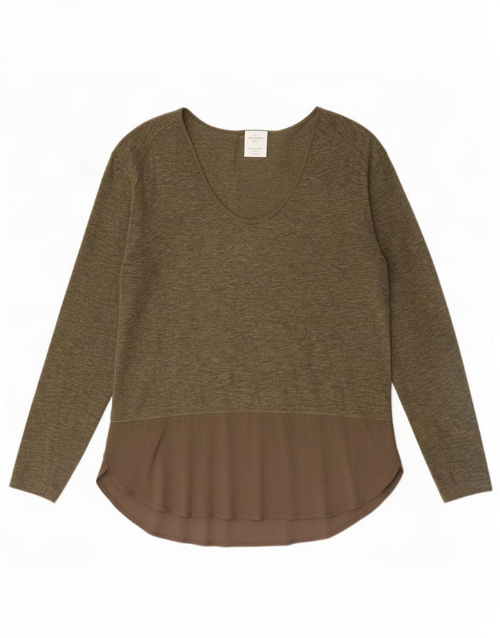 Top Zara da donna a maniche lunghe UK 14 color block color kaki medio