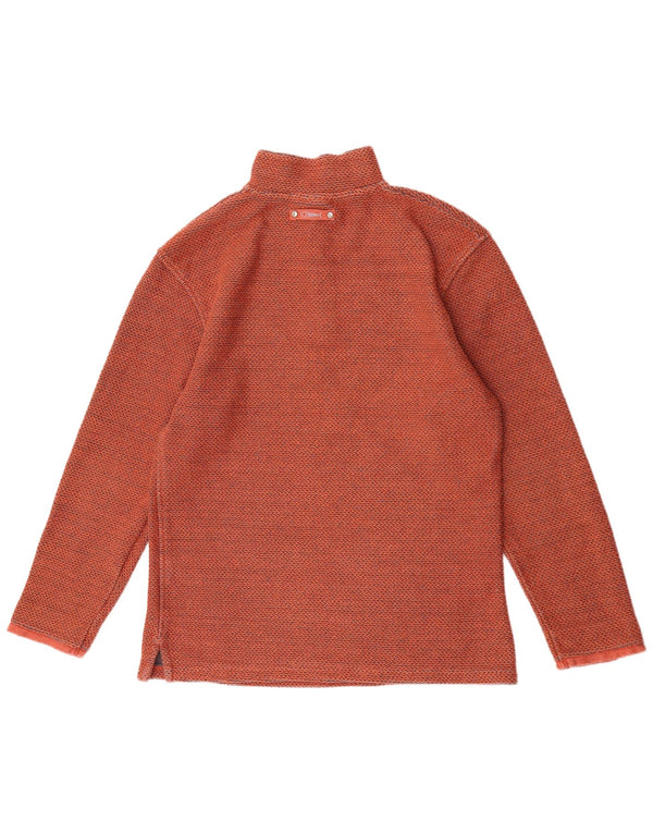 Felpa da uomo con collo con zip Weird Fish, cotone arancione medio