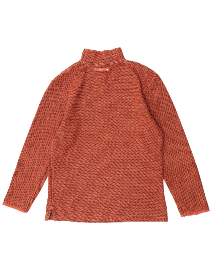 Felpa da uomo con collo con zip Weird Fish, cotone arancione medio