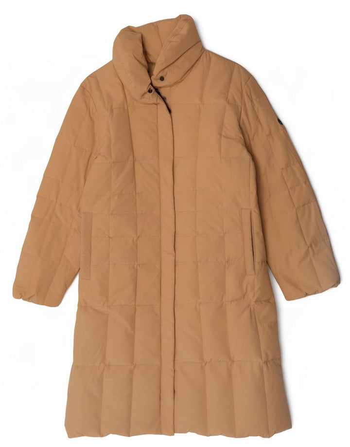 Cappotto imbottito oversize da donna con cartolina postale UK 8 piccolo in cotone beige
