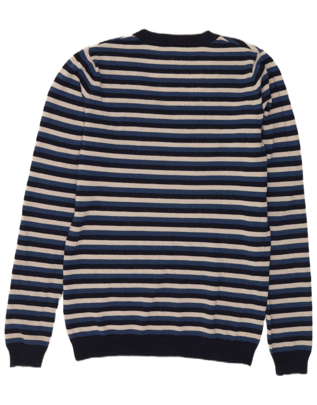 Maglione da donna con scollo a V Lacoste taglia 38 medio in lana a righe blu navy
