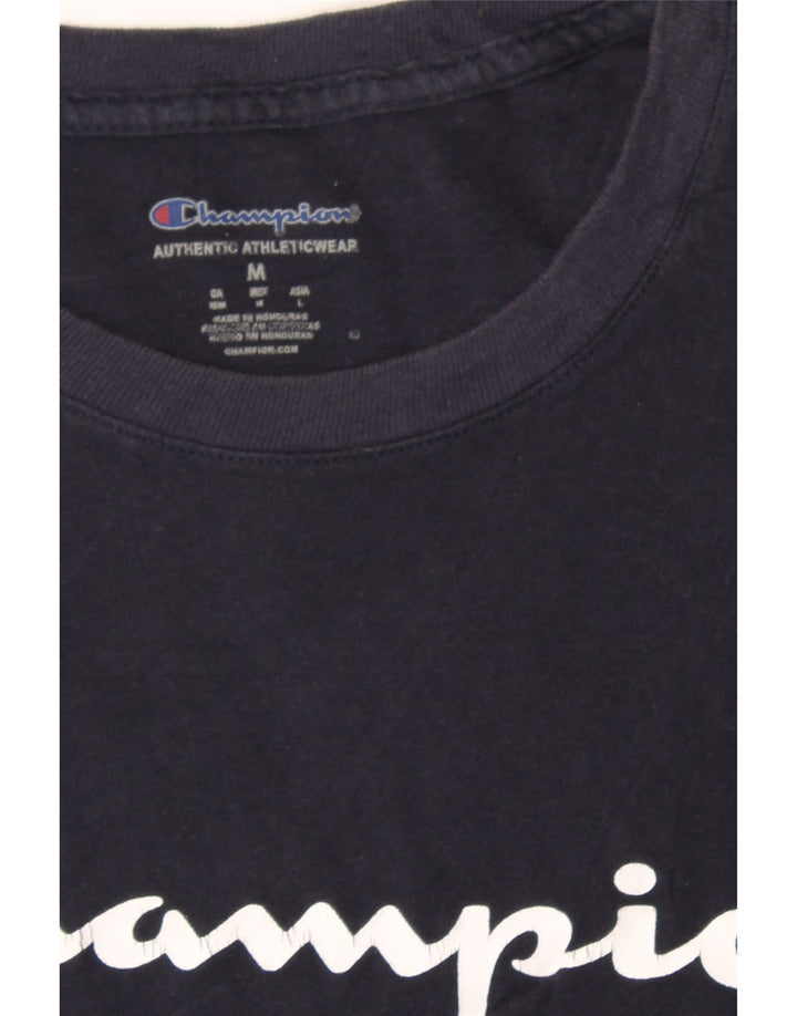 CHAMPION Mens Graphic Top Long Sleeve Medium Navy Blue Cotton Vintage Champion and Second-Hand Champion from Messina Hembry 