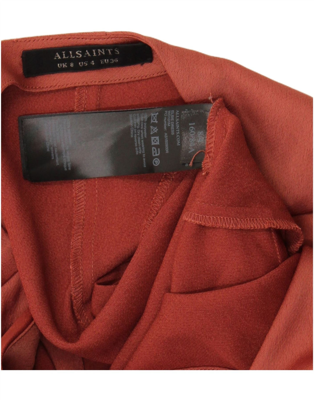 Abito aderente da donna All Saints UK 8 piccolo poliestere rosso