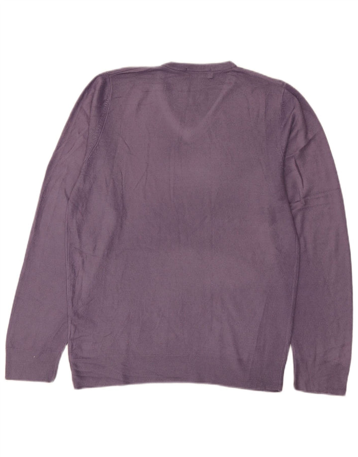 Maglione maglione con scollo a V blu Harbour da uomo Marks & Spencer piccolo viola