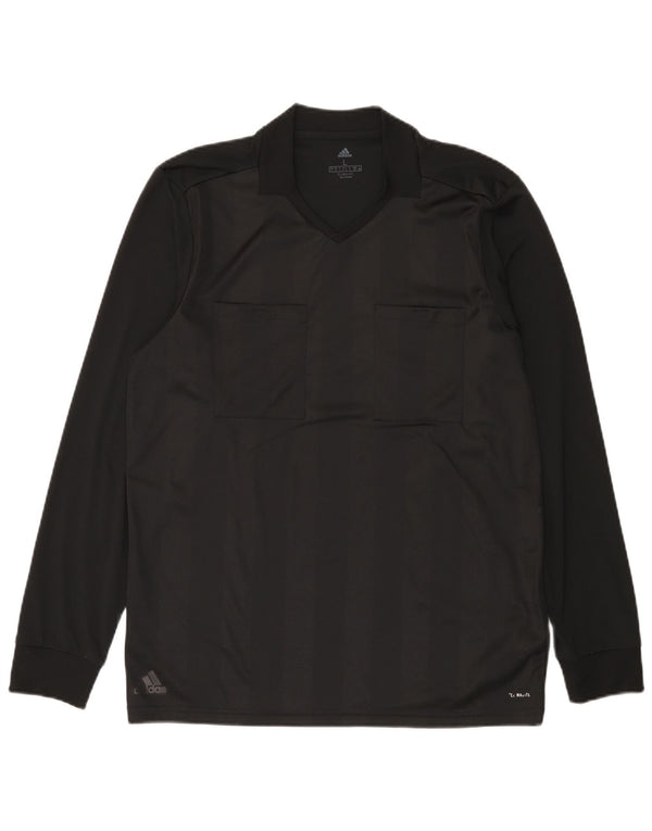 Adidas Uomo Climalite Top Manica Lunga Grande Poliestere a Strisce Nere