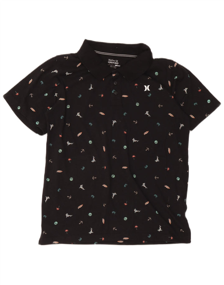 Polo Hurley da ragazzo Dri Fit con motivo astratto 13-14 anni XL Nera