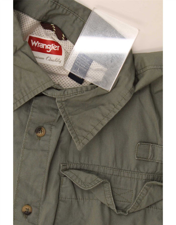 Camicia a maniche corte da uomo Wrangler grande in cotone kaki