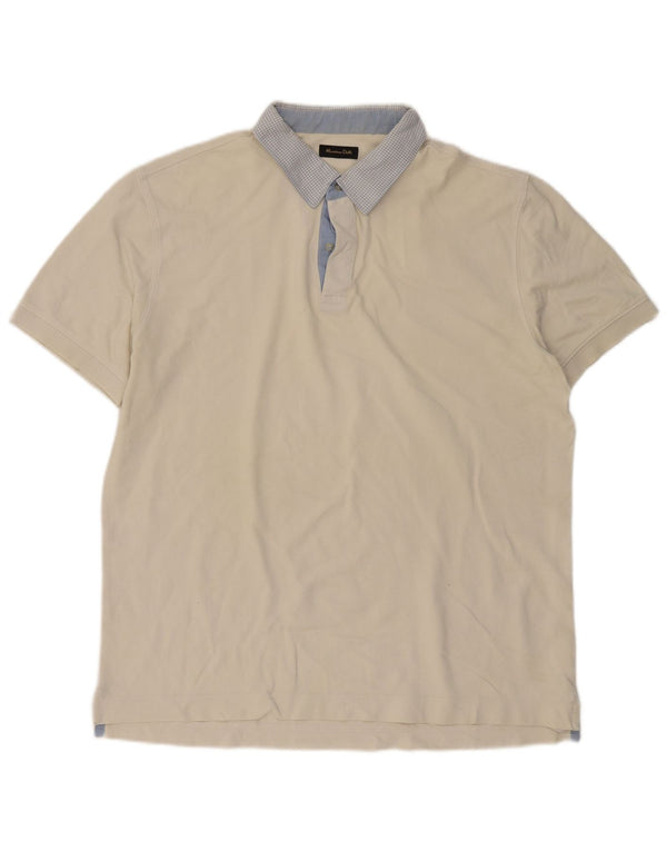 Polo da uomo MASSIMO DUTTI grande in cotone bianco sporco