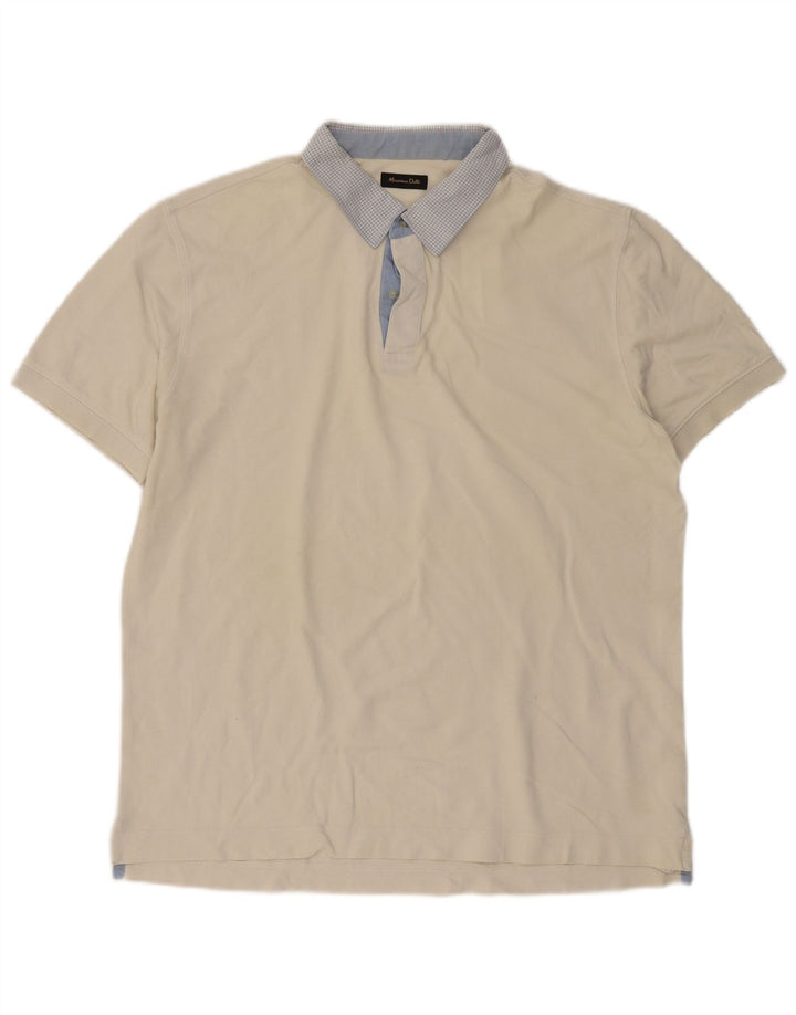 Polo da uomo MASSIMO DUTTI grande in cotone bianco sporco