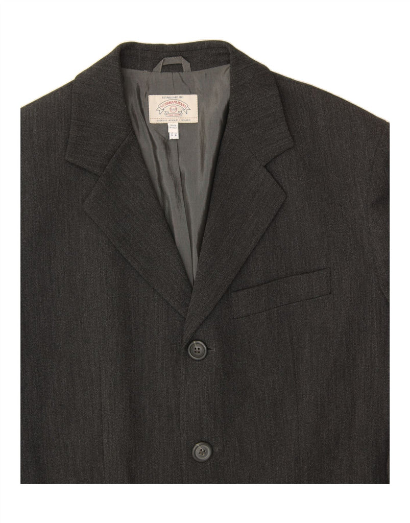 ARMANI Mens Milano 3 Button Blazer Jacket UK 40 Large Grey Polyester Vintage Armani and Second-Hand Armani from Messina Hembry 