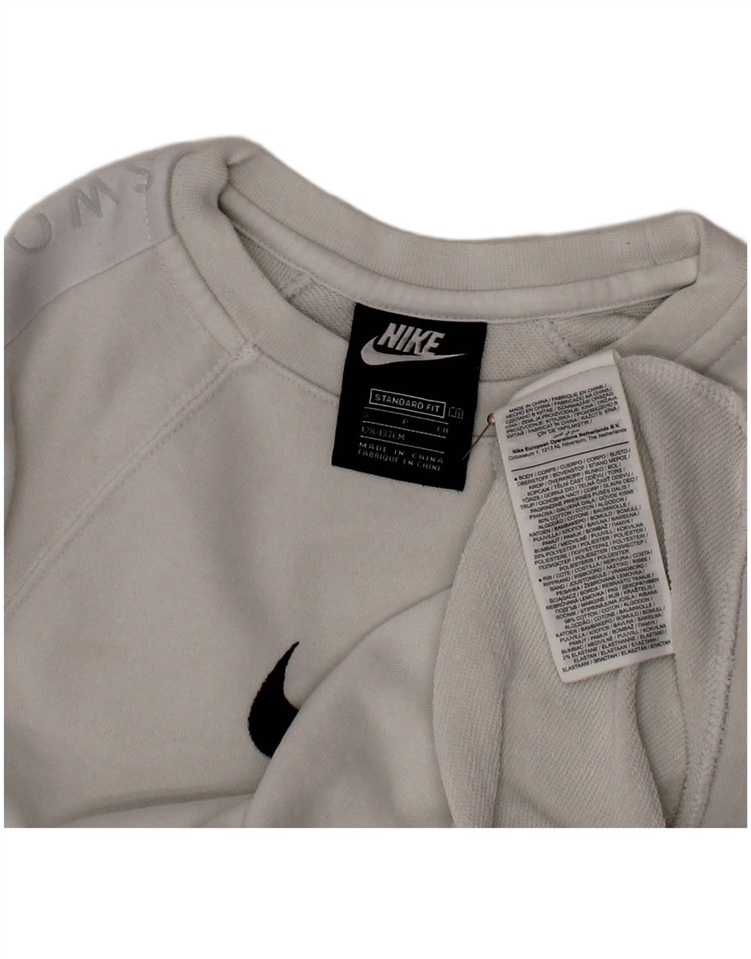 Felpa NIKE da ragazzo Swoosh Standard Fit 8-9 anni piccola bianca
