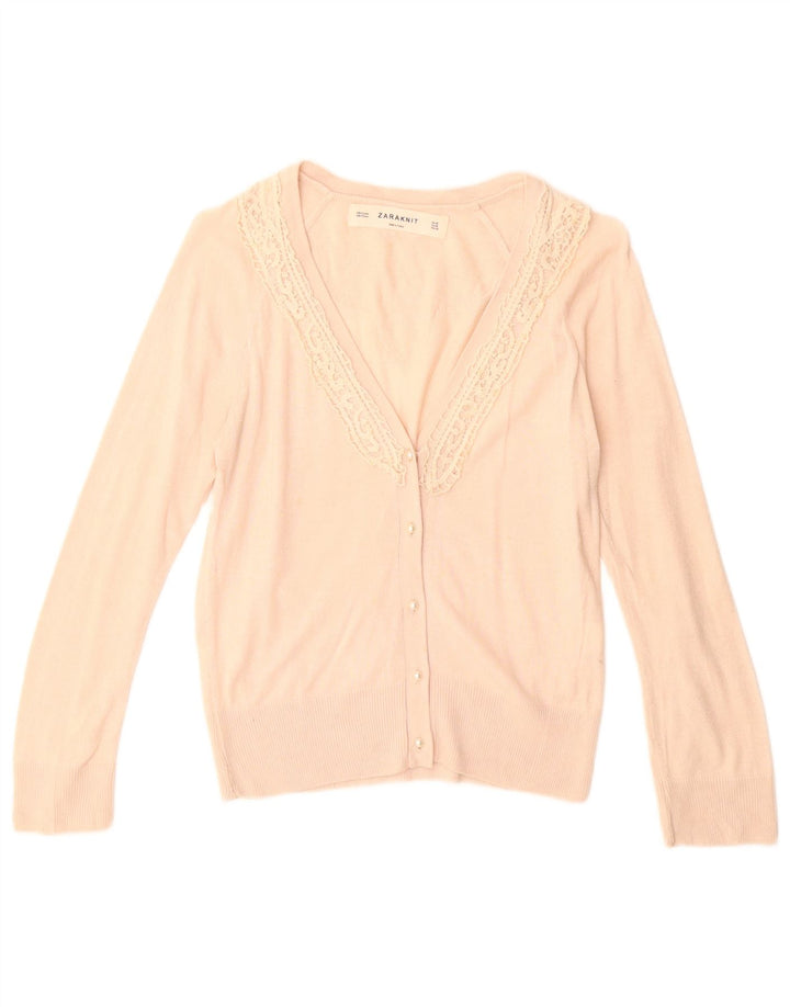 Maglione Cardigan Da Donna ZARA UK 12 Cotone Beige Medio