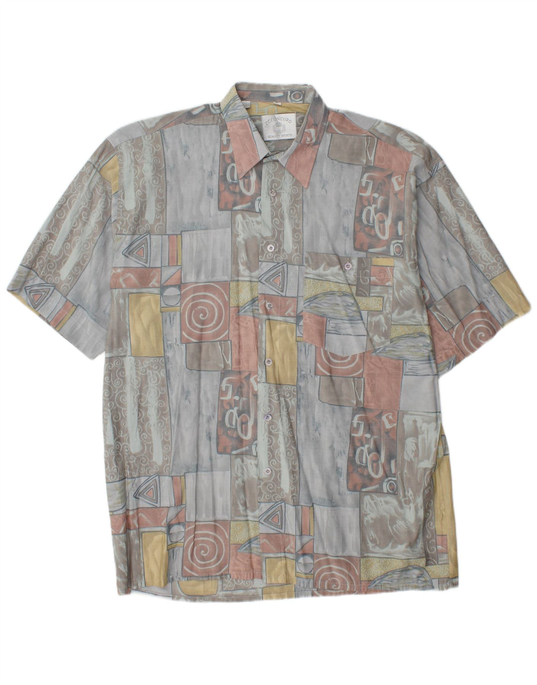 Camicia a maniche corte da uomo C.C.CONCORD grande geometrica multicolore