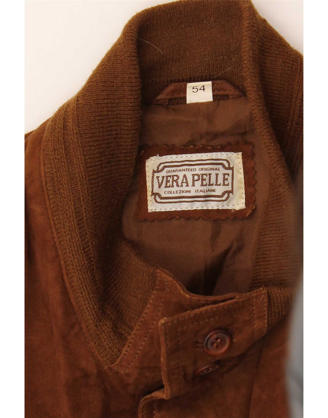Bomber vintage da uomo in pelle scamosciata IT 54 XL in cotone marrone