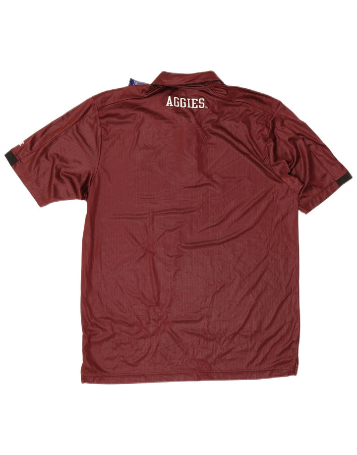 CHAMPION Mens Graphic Polo Shirt Medium Maroon Herringbone Polyester