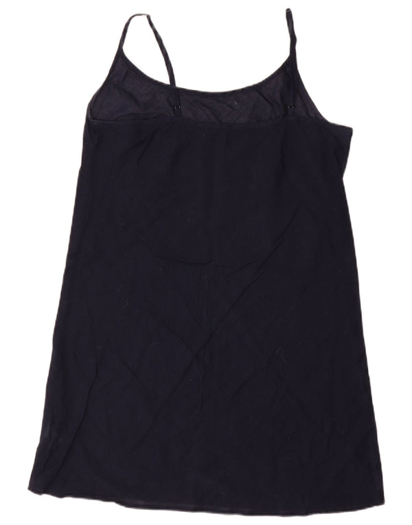 Abito sottoveste vintage da donna UK 10 piccolo in cotone blu navy