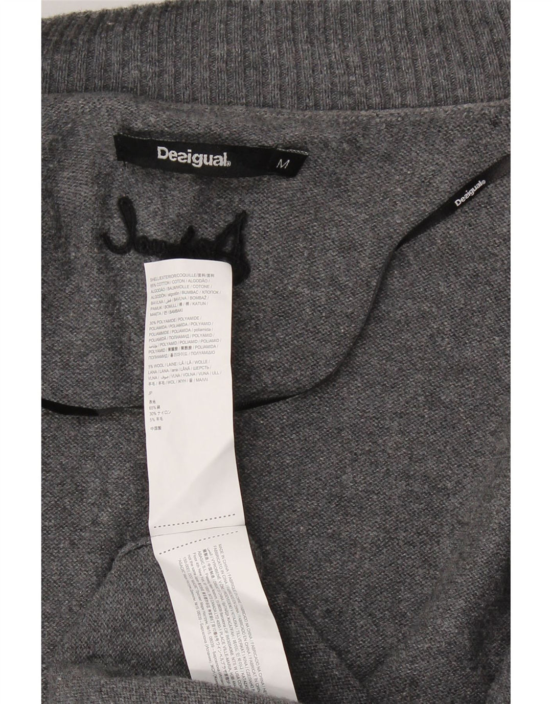 DESIGUAL Maglione cardigan aperto lungo da donna UK 12 Grigio medio floreale