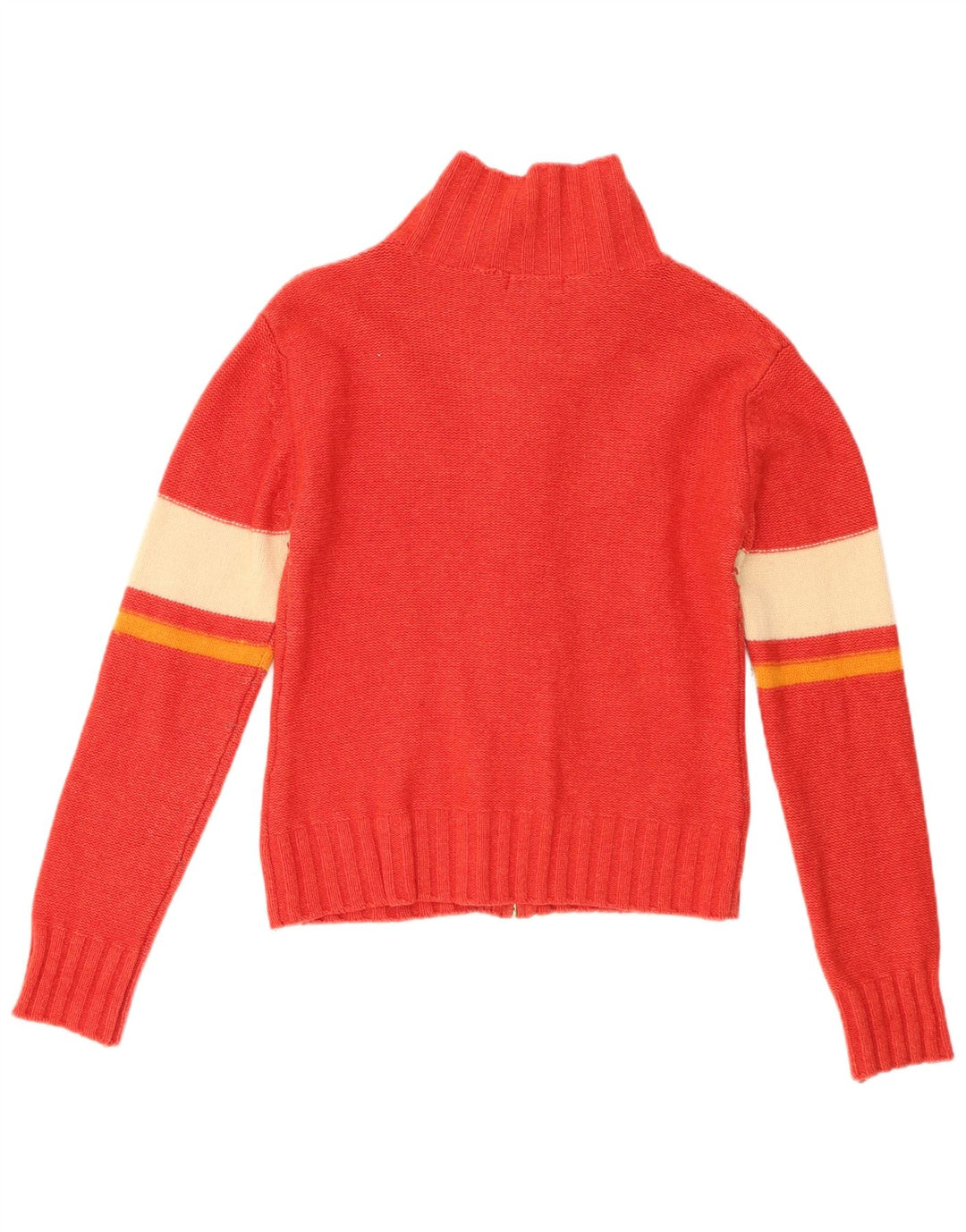 Maglione cardigan da donna Asics UK 10 Small Red Colourblock in lana d'agnello