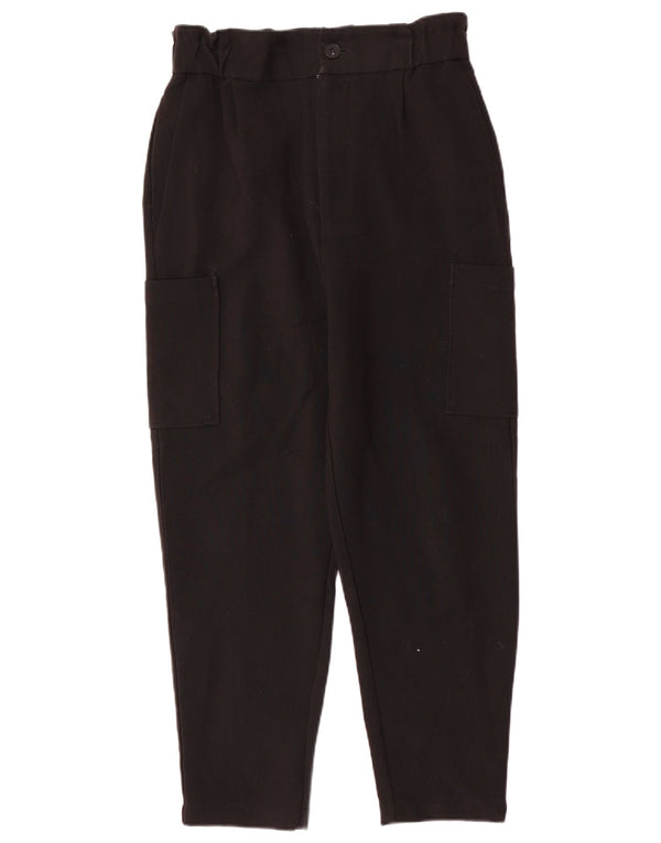 Pantaloni cargo affusolati a vita alta da donna Zara piccoli W26 L26 poliestere nero