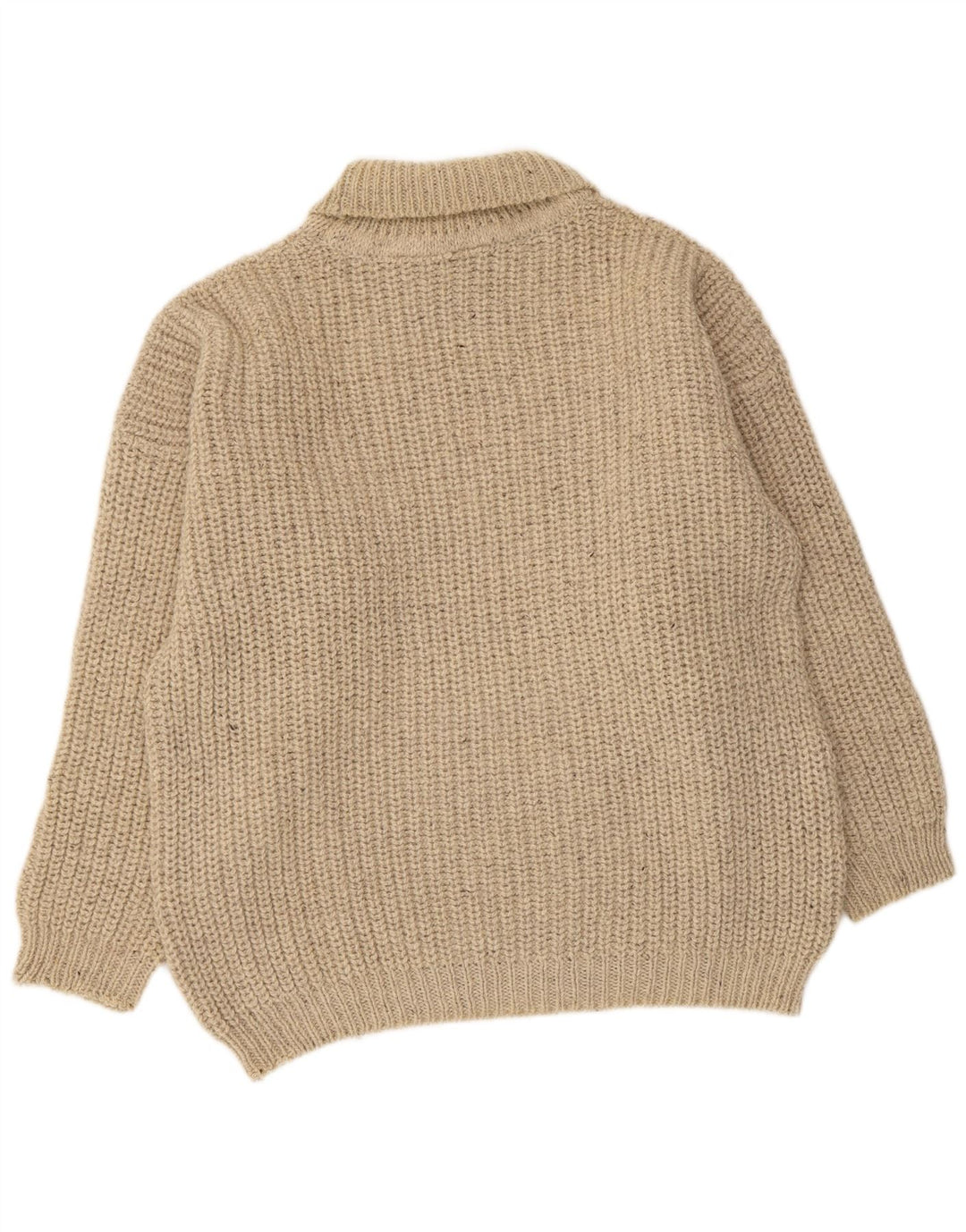 Maglione maglione vintage da uomo con collo alto, grande beige