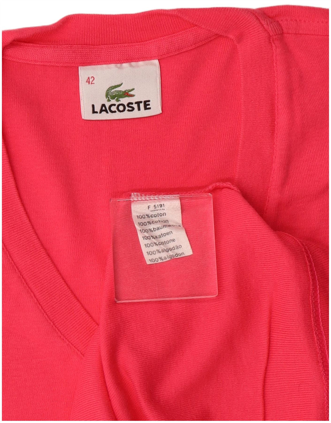 T-shirt da donna LACOSTE taglia 42 grande in cotone rosa