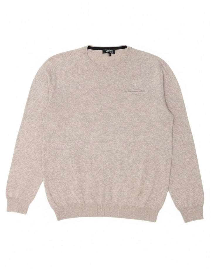 TRUSSARDI Mens Crew Neck Jumper Sweater XL Grey Viscose