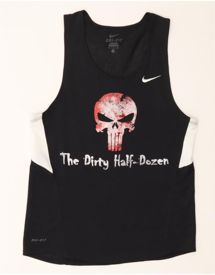 NIKE Womens Graphic Vest Top UK 14 Medium Black Colourblock Polyester Vintage Nike and Second-Hand Nike from Messina Hembry 