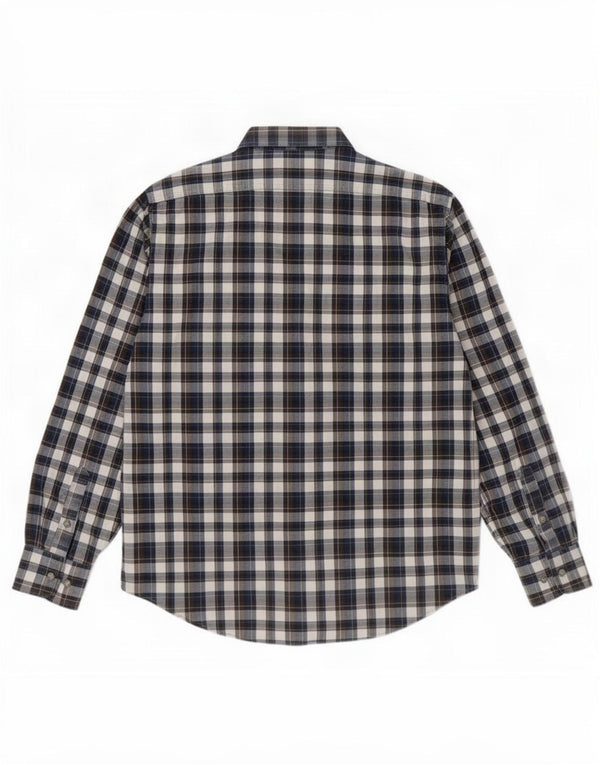 Camicia slim fit da uomo Marlboro Classics XL in cotone scozzese blu navy
