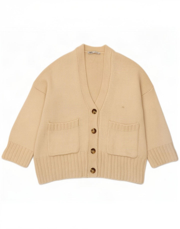 Maglione cardigan oversize da donna Zara UK 10 piccolo bianco sporco