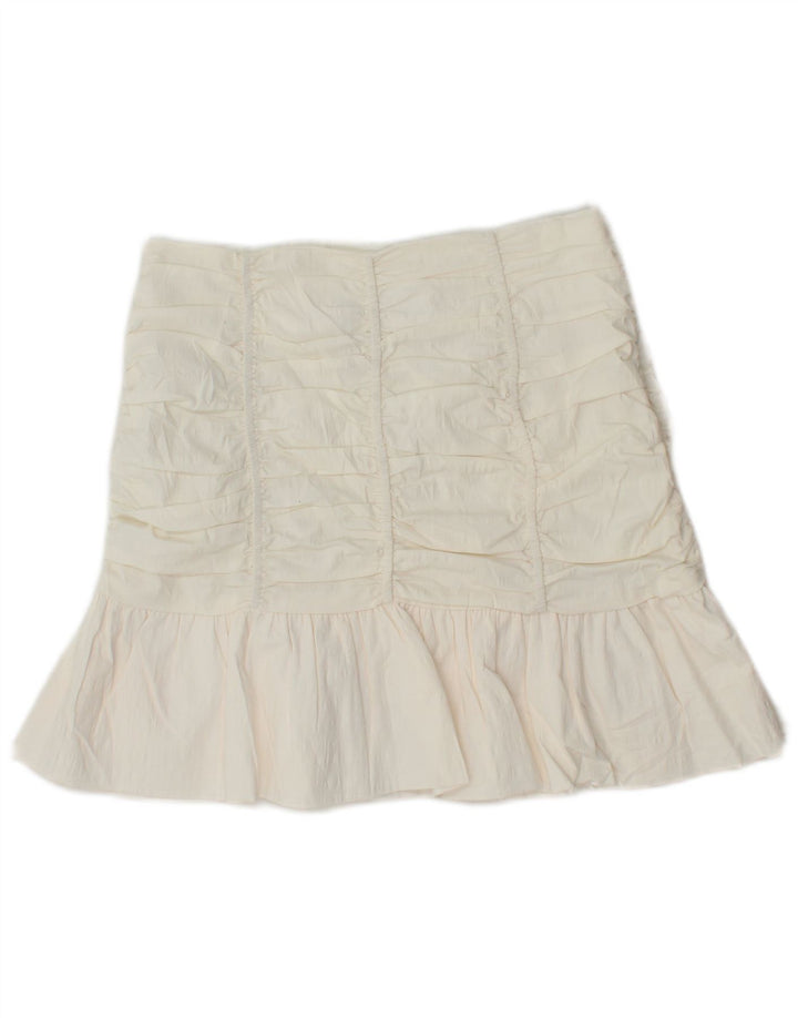 Gonna mini con volant da donna Zara piccola W26 in cotone bianco