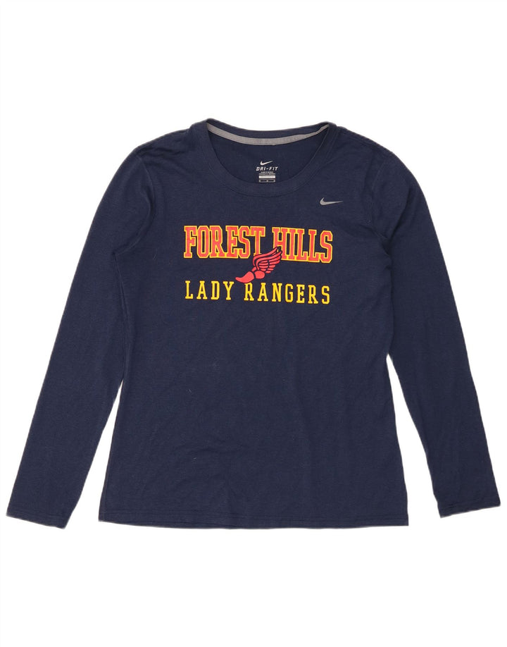 Top grafico Nike da uomo a maniche lunghe, colore blu navy medio