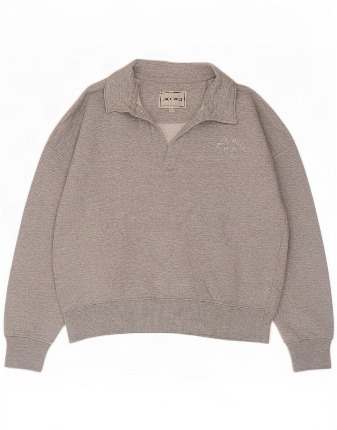 Jack Wills Felpa con collo alto da donna UK 12 Poliestere grigio medio