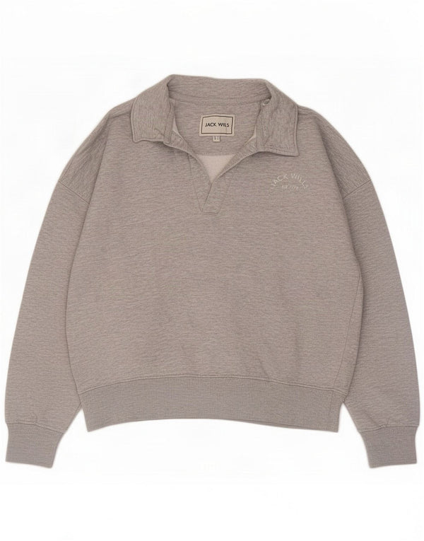 Jack Wills Felpa con collo alto da donna UK 12 Poliestere grigio medio