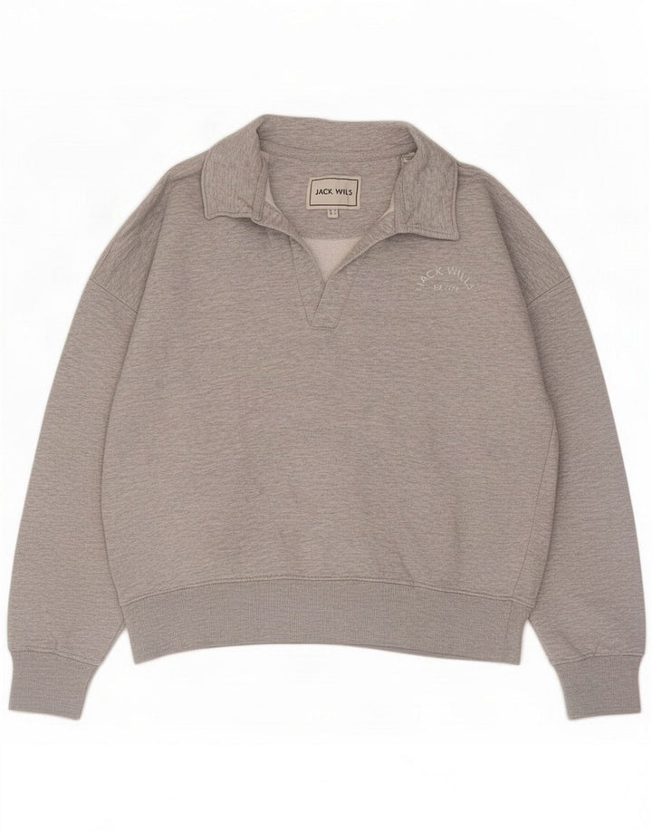 Jack Wills Felpa con collo alto da donna UK 12 Poliestere grigio medio