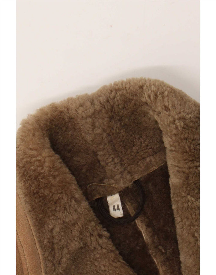 Giacca vintage in shearling a pipistrello da donna IT 44 Marrone medio