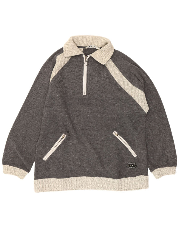 Maglione maglione oversize da donna con collo a polo oversize Lotto UK 12 Grigio medio chiazzato
