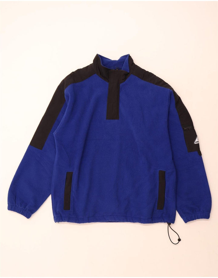 Maglione in pile da uomo Invicta con zip e collo, grande, in poliestere color block blu