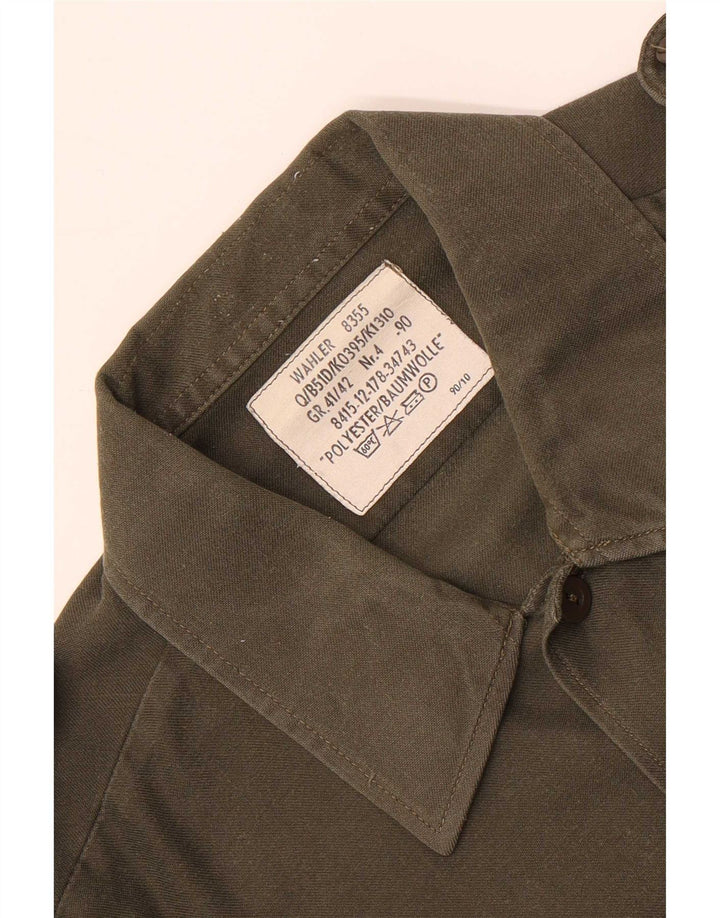 Camicia militare vintage da uomo taglia 41/42 grande poliestere kaki