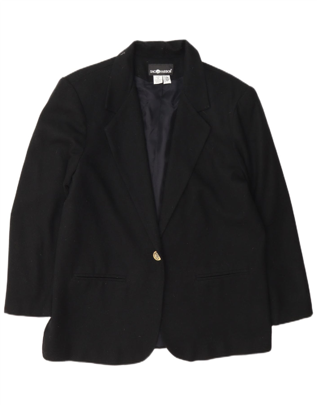 Giacca blazer da donna a 1 bottone Sag Harbour UK 14 grande lana nera