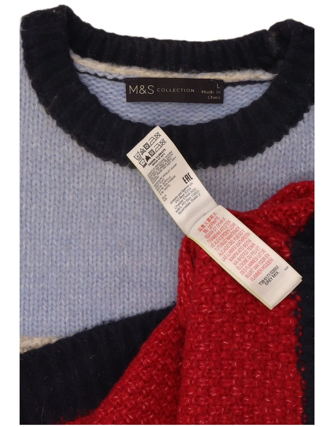 Maglione maglione girocollo da donna Marks & Spencer UK 16 grande multicolore