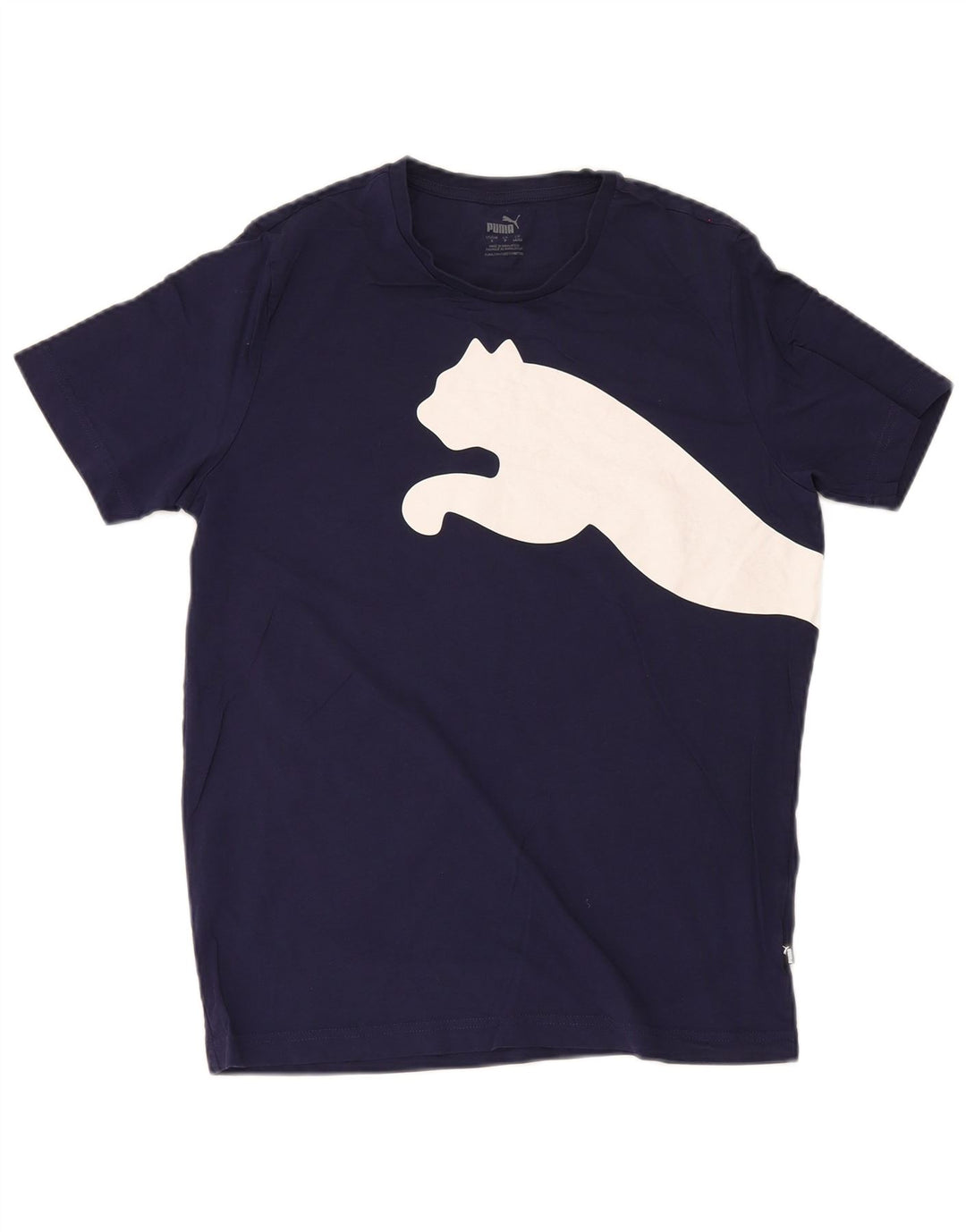 T-shirt grafica da uomo Puma Top Small in cotone blu navy