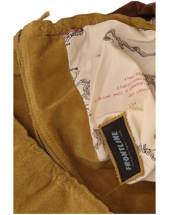 Giacca in pelle scamosciata da uomo Front Line UK 40 grande in pelle beige