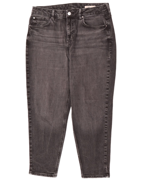 Jeans corti affusolati mamma Marks & Spencer da donna UK 14 Large W32 L25 Grigio