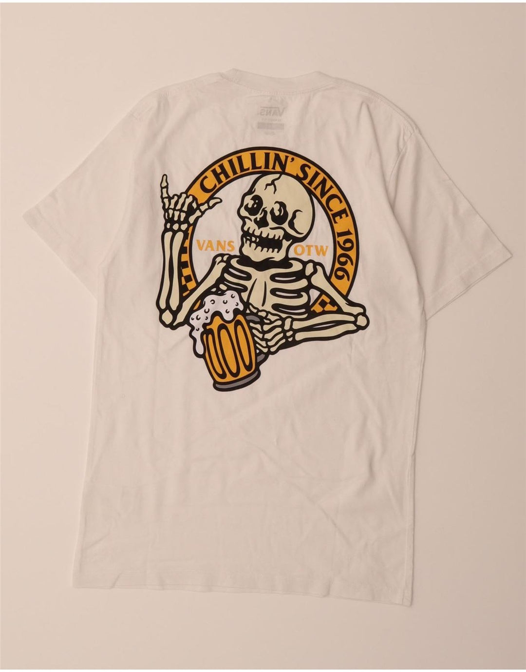 VANS Mens Classic Fit Graphic T-Shirt Top Small White Cotton Vintage Vans and Second-Hand Vans from Messina Hembry 