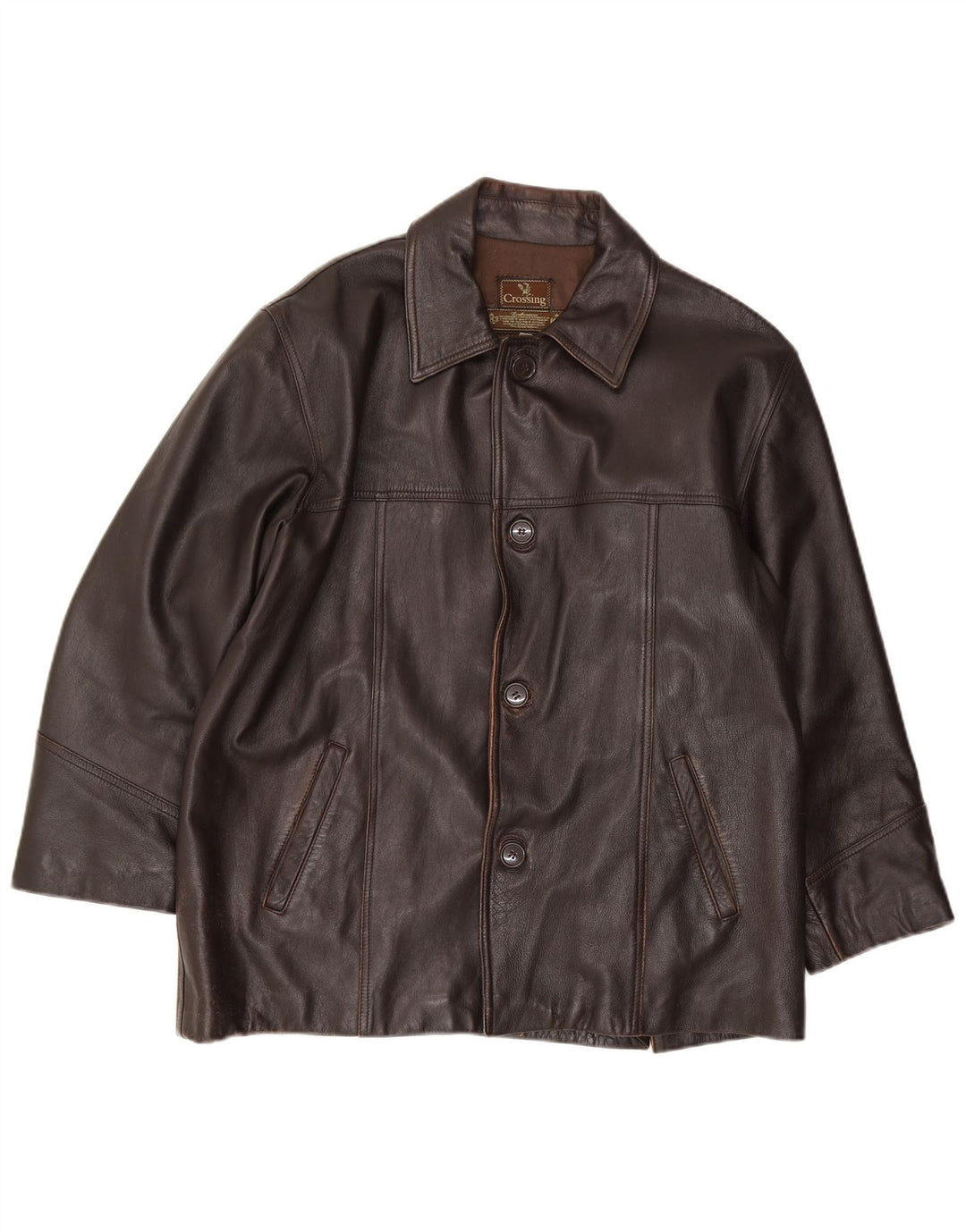 Giacca in pelle vintage da uomo IT 52 XL in pelle marrone