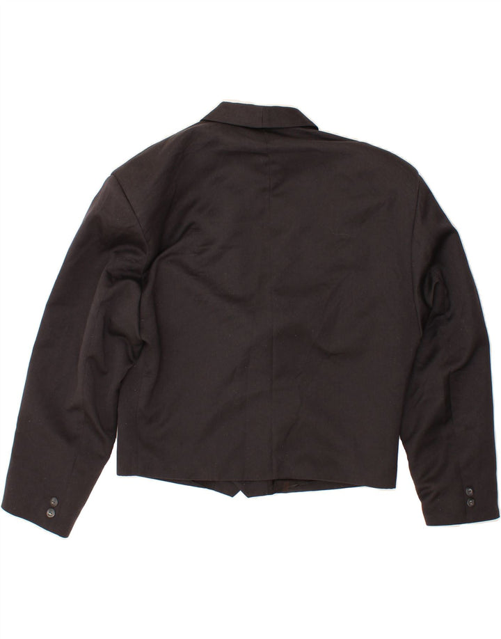 VINTAGE Womens Double Breasted Blazer Jacket UK 14 Medium Black Viscose Vintage Vintage and Second-Hand Vintage from Messina Hembry 